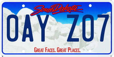 SD license plate 0AYZ07