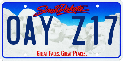SD license plate 0AYZ17