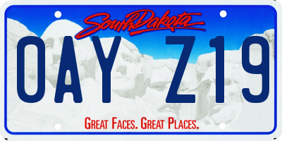 SD license plate 0AYZ19
