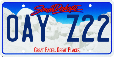 SD license plate 0AYZ22