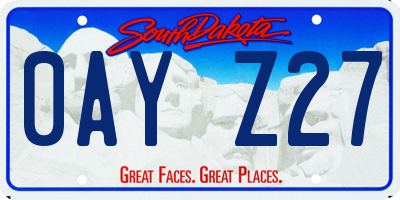 SD license plate 0AYZ27