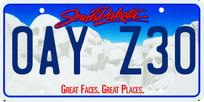 SD license plate 0AYZ30