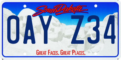 SD license plate 0AYZ34