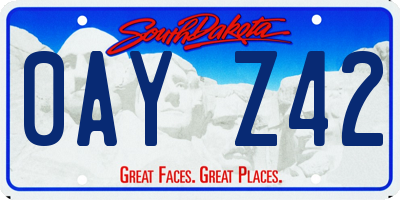 SD license plate 0AYZ42