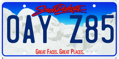 SD license plate 0AYZ85