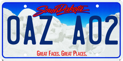 SD license plate 0AZA02