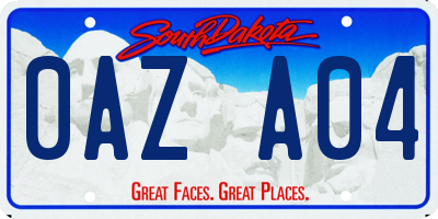 SD license plate 0AZA04
