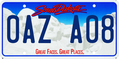 SD license plate 0AZA08