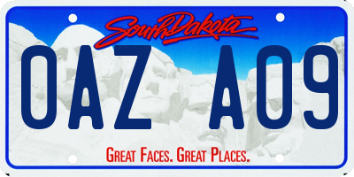 SD license plate 0AZA09