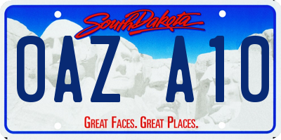 SD license plate 0AZA10