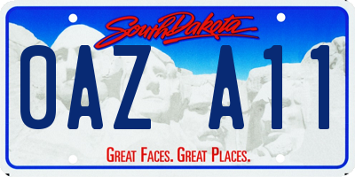 SD license plate 0AZA11
