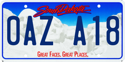 SD license plate 0AZA18