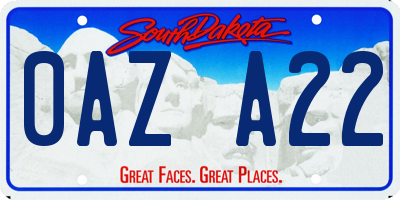 SD license plate 0AZA22