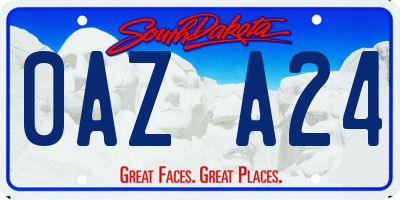 SD license plate 0AZA24