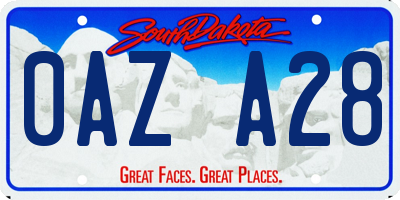 SD license plate 0AZA28