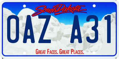 SD license plate 0AZA31