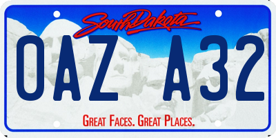 SD license plate 0AZA32