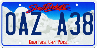 SD license plate 0AZA38