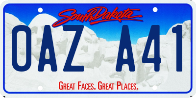 SD license plate 0AZA41