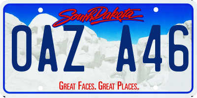 SD license plate 0AZA46
