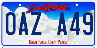 SD license plate 0AZA49