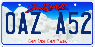 SD license plate 0AZA52