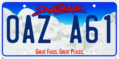 SD license plate 0AZA61