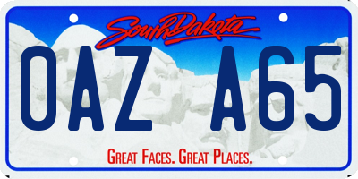 SD license plate 0AZA65