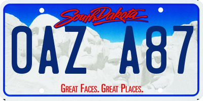 SD license plate 0AZA87