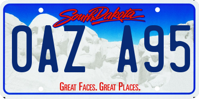 SD license plate 0AZA95
