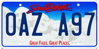 SD license plate 0AZA97