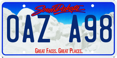 SD license plate 0AZA98