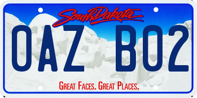 SD license plate 0AZB02
