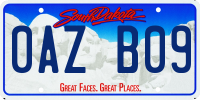 SD license plate 0AZB09