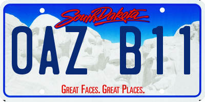 SD license plate 0AZB11