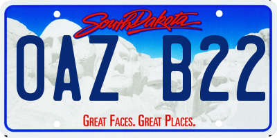 SD license plate 0AZB22