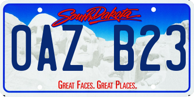 SD license plate 0AZB23