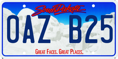 SD license plate 0AZB25