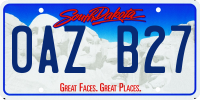 SD license plate 0AZB27