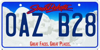 SD license plate 0AZB28