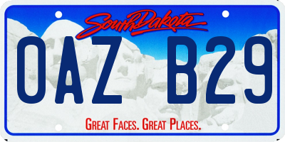 SD license plate 0AZB29