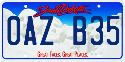 SD license plate 0AZB35