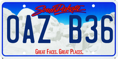 SD license plate 0AZB36