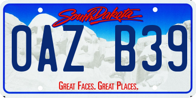 SD license plate 0AZB39