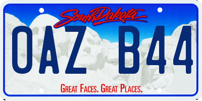 SD license plate 0AZB44