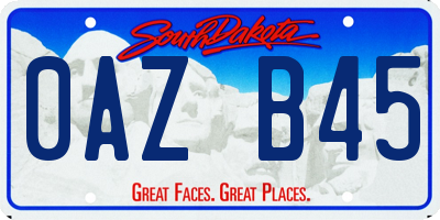 SD license plate 0AZB45