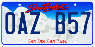SD license plate 0AZB57
