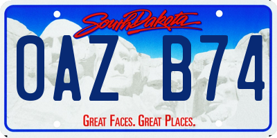 SD license plate 0AZB74