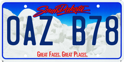 SD license plate 0AZB78