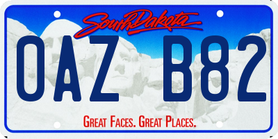 SD license plate 0AZB82